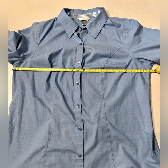 CJ Banks Blue Long Sleeve Button Down Contrast Collar and Cuff 1X - Picture 5 of 6